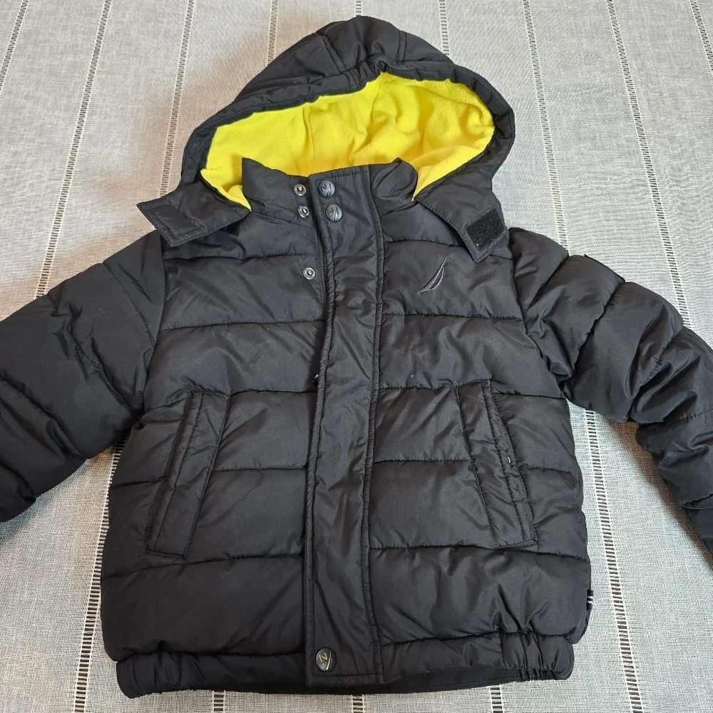 Nautica Little Boy's Hooded Full Zip Jacket Size 4 (S) Black Water Resistant